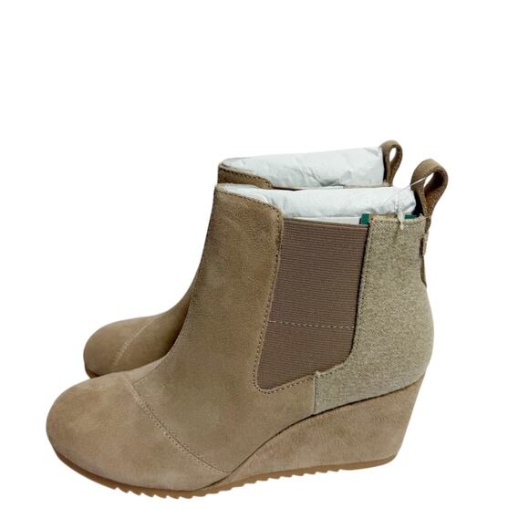 TOMS BAILEY WARM TAUPE FASHION PULL ON ROUNDED TOE WEDGE ANKLE BOOTS SIZE 8 NEW - Picture 5 of 8